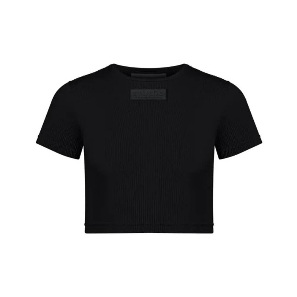 Brandon Blackwood Studio Ribbed Crew Neck Crop Top